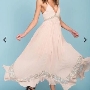 Luna Ruffled Maxi Dress Beige